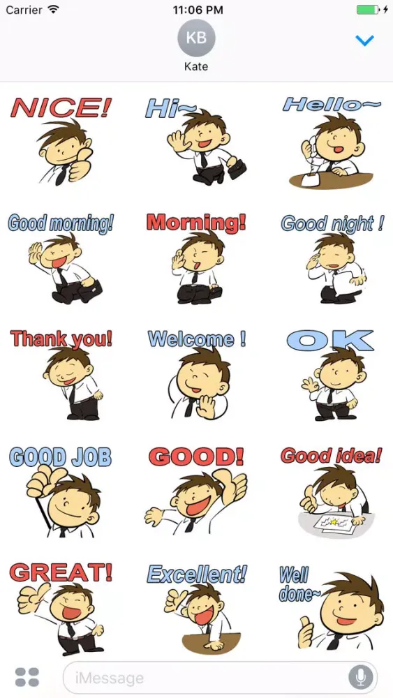 Office Boy Daily Life English Sticker স্ক্রিনশট