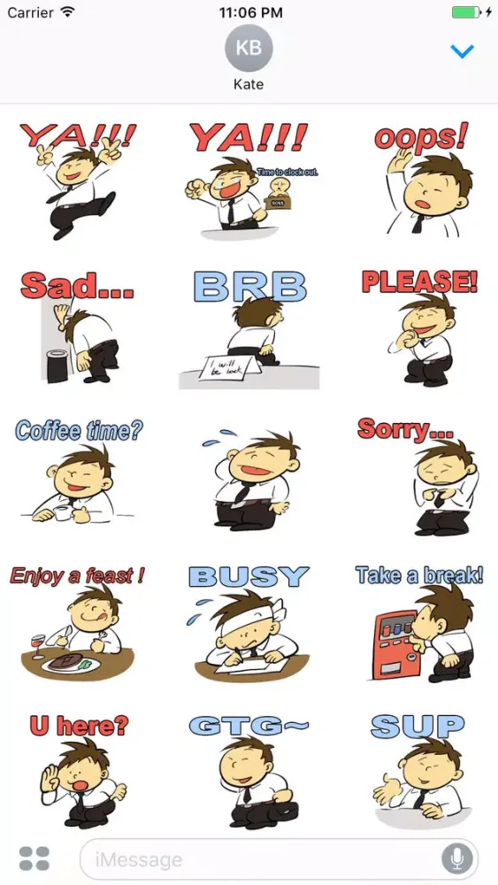 Office Boy Daily Life English Sticker স্ক্রিনশট
