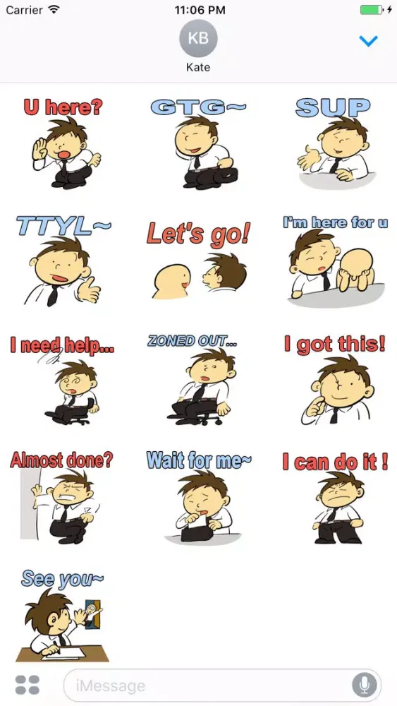 Office Boy Daily Life English Sticker স্ক্রিনশট