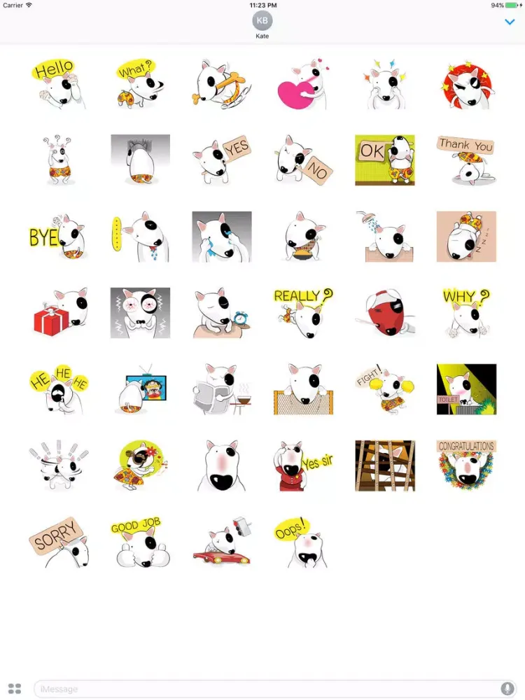 Raff The FUnny Dog Daily Life English Sticker iPad  سکرین شاٹس