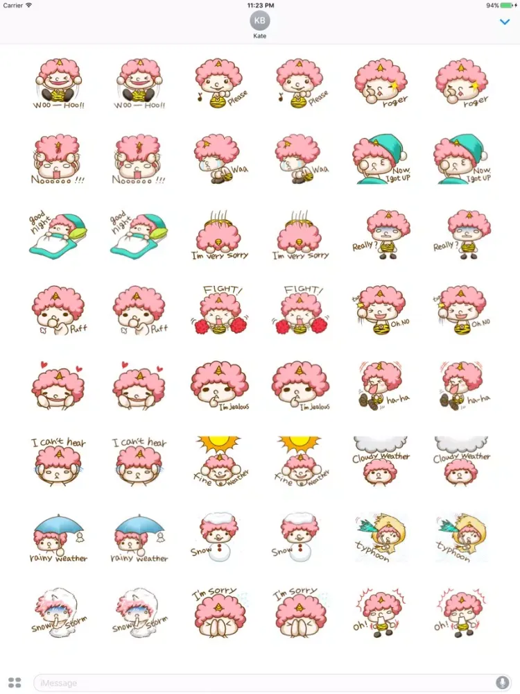 The Baby Pink Hair Girl English Sticker iPad  স্ক্রিনশট