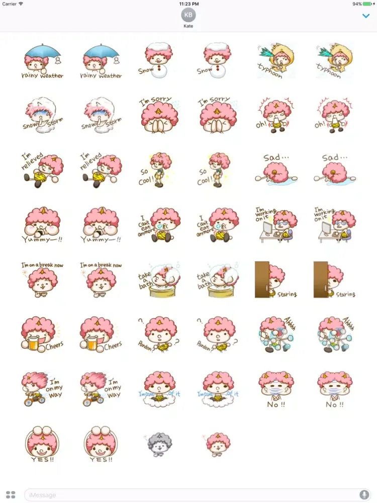 The Baby Pink Hair Girl English Sticker iPad  স্ক্রিনশট