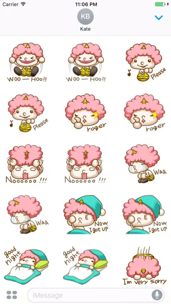 The Baby Pink Hair Girl English Sticker স্ক্রিনশট