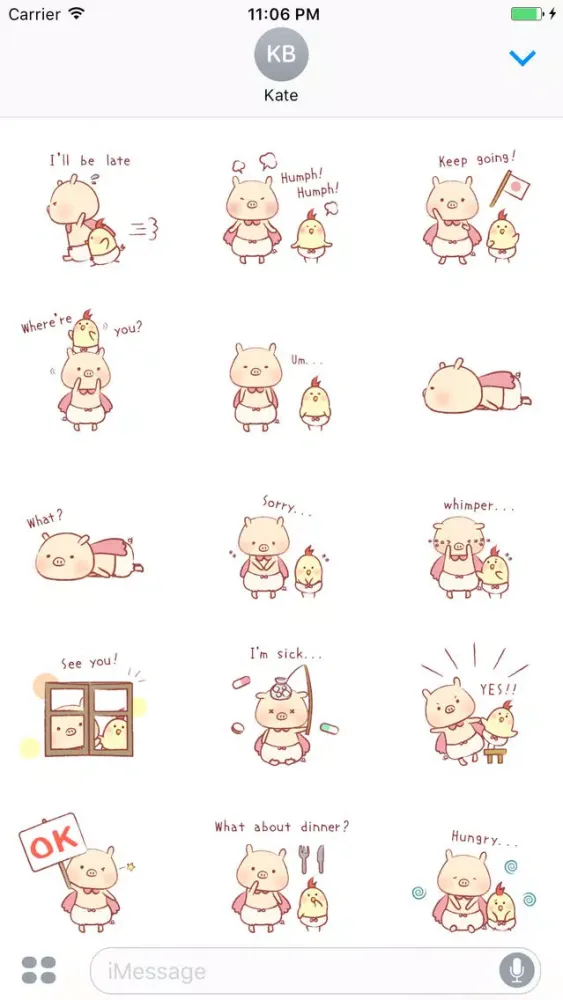 Capturas de pantalla de The Cutie Couple Pig and Chicken Sticker