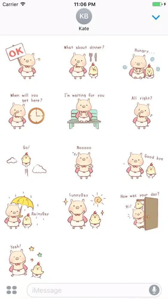 Capturas de pantalla de The Cutie Couple Pig and Chicken Sticker