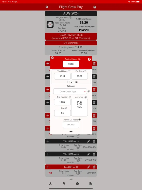 Captures d'écran de Flight Crew Pay iPad 