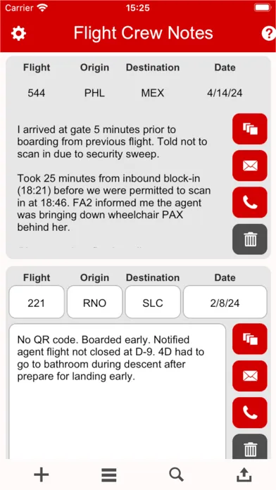 Captures d'écran de Flight Crew Notes