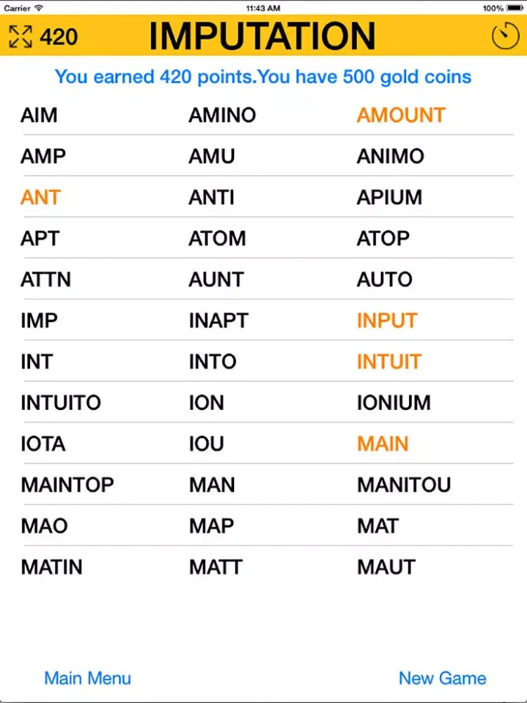 Capturas de tela do Word Derivation iPad 