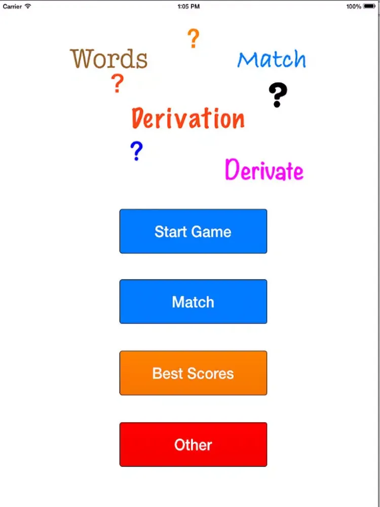 Capturas de tela do Word Derivation iPad 