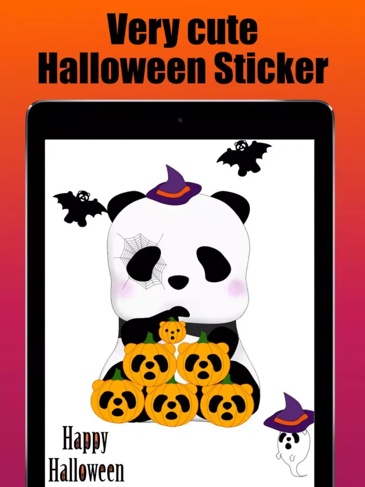 Panda in Halloween - cute sticker iPad 应用截图