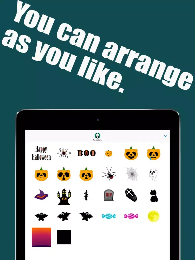 Panda in Halloween - cute sticker iPad 应用截图