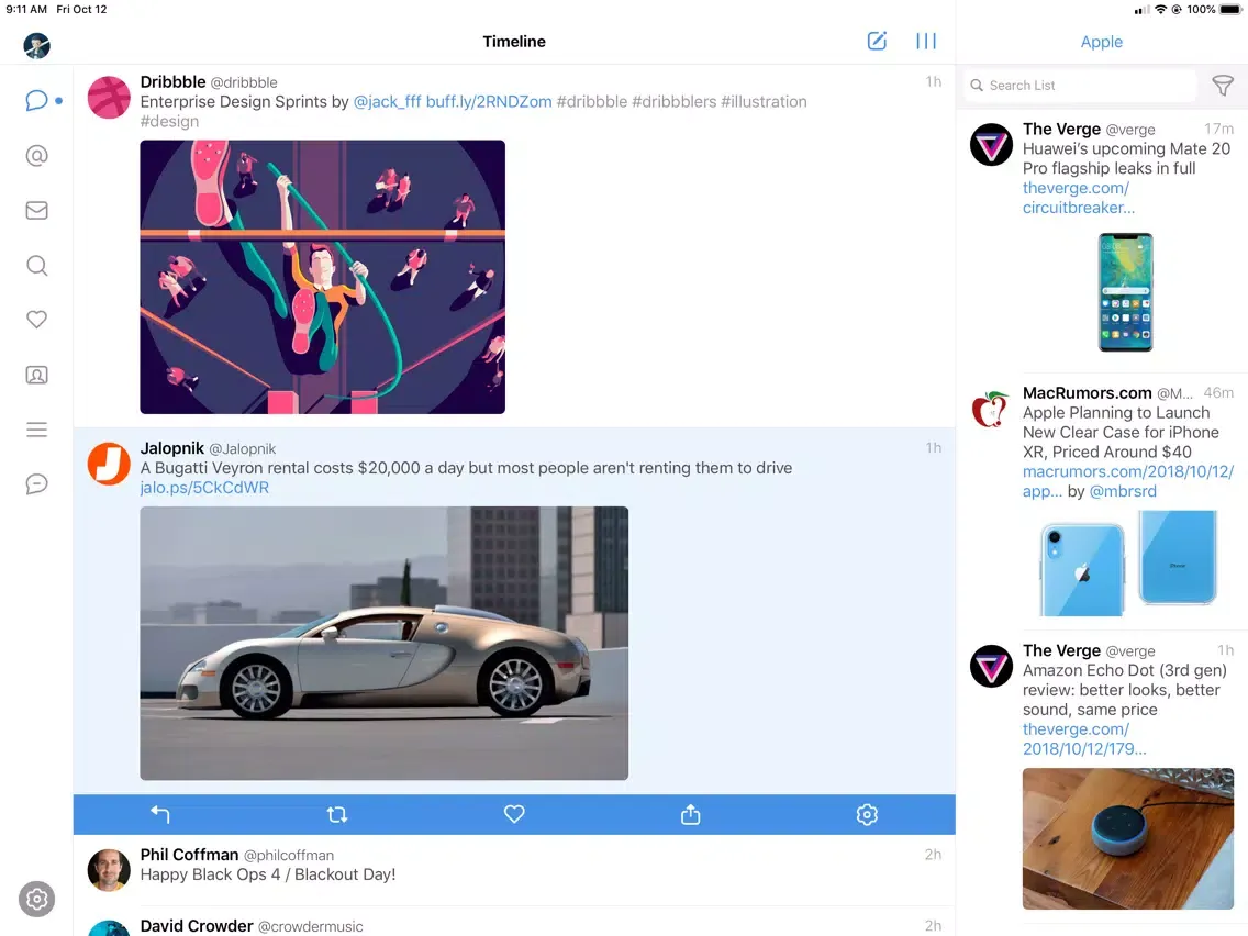 Скриншоты Tweetbot 5 for Twitter iPad 