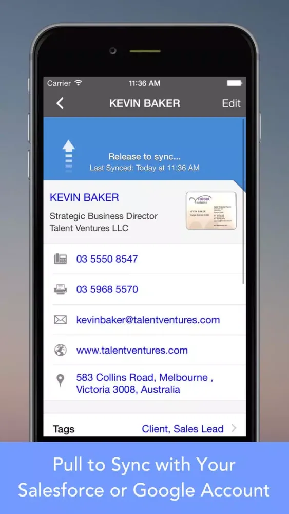 Tangkapan skrin CardWiz Pro: Biz Card Reader