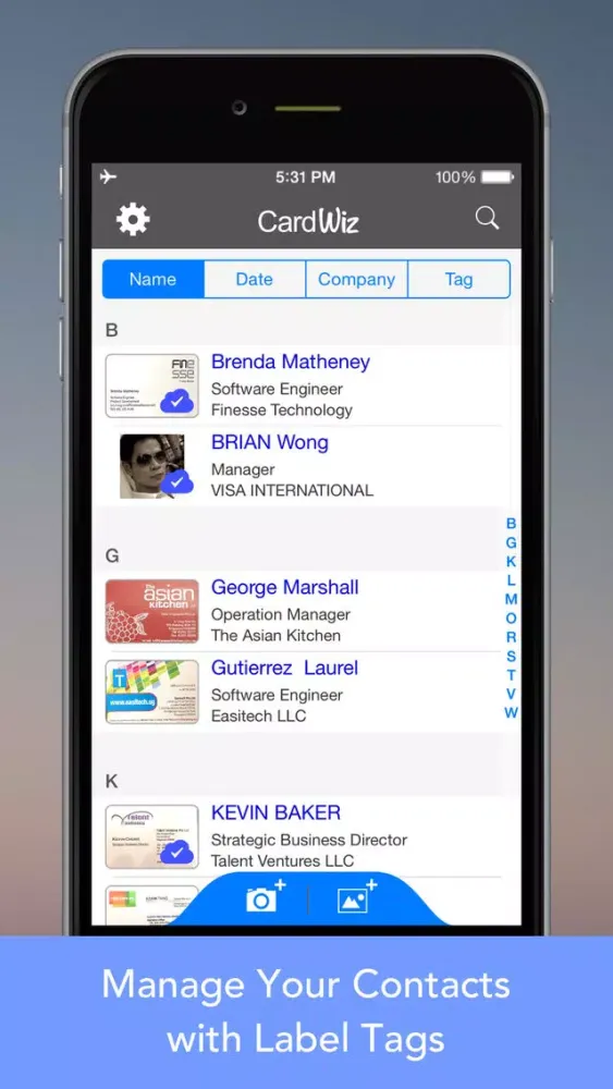 Tangkapan skrin CardWiz Pro: Biz Card Reader