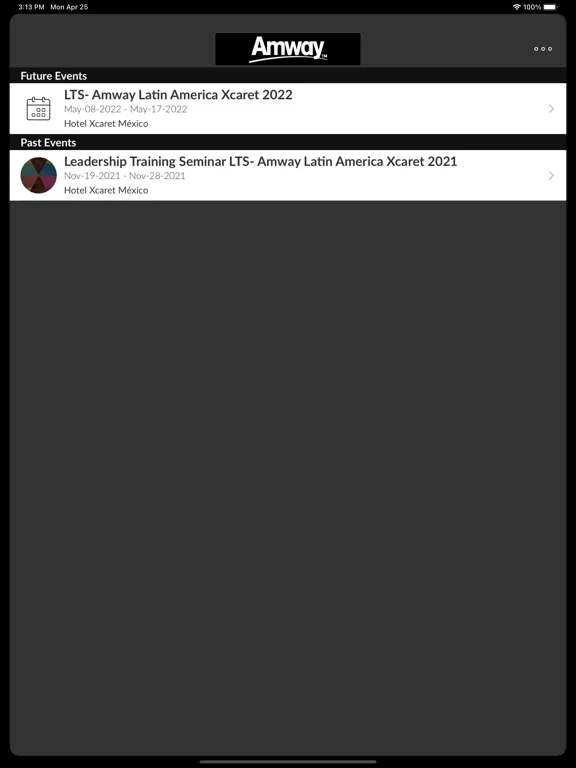 Capturas de tela do Amway Events - Latin America iPad 