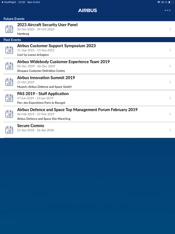 Airbus Events & Exhibitions iPad  स्क्रीनशॉट