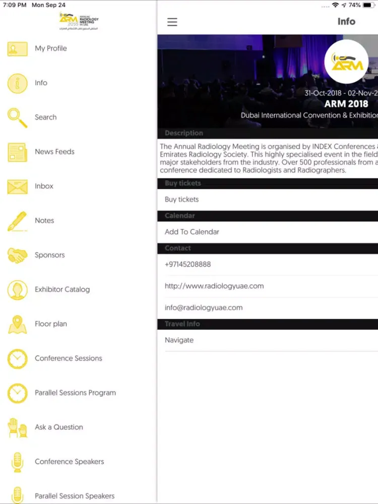 Capturas de tela do Annual Radiology Meeting iPad 