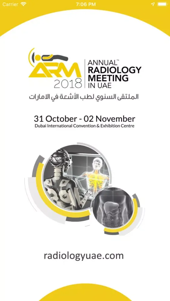 Capturas de tela do Annual Radiology Meeting