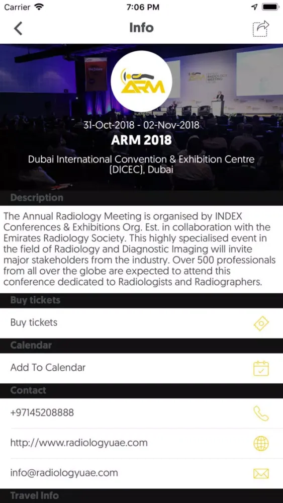 Capturas de tela do Annual Radiology Meeting