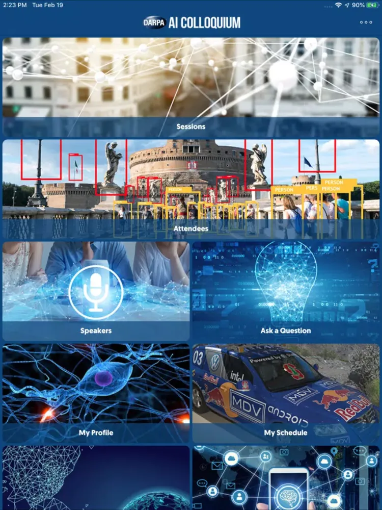 Capturas de tela do DARPA AI Colloquium iPad 