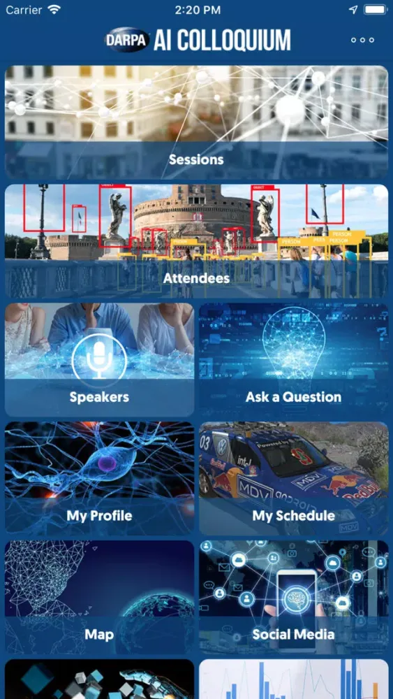 Capturas de tela do DARPA AI Colloquium