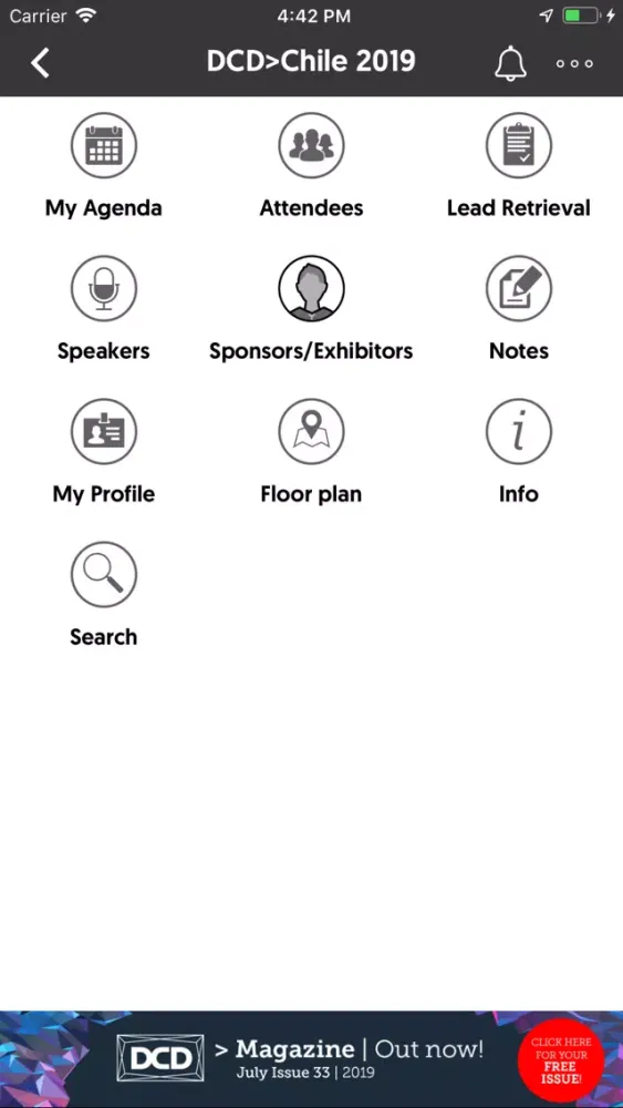 Capturas de tela do DCD Events