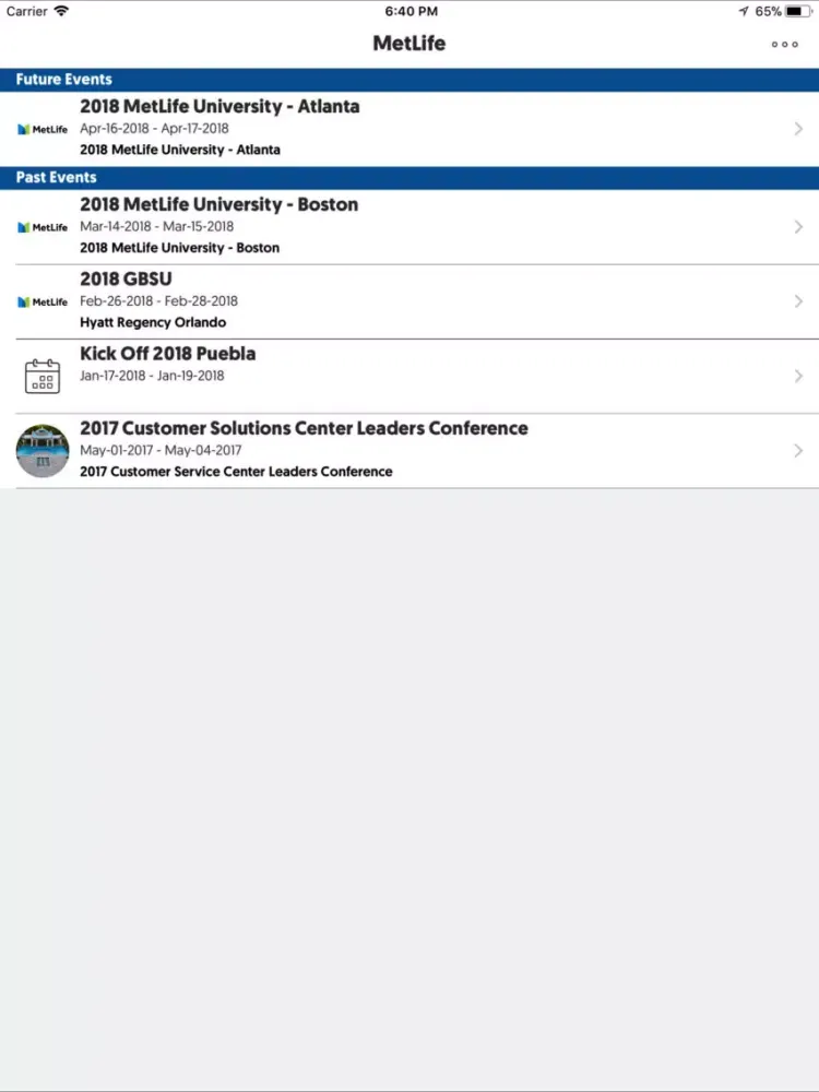 صور MetLife Events App iPad 
