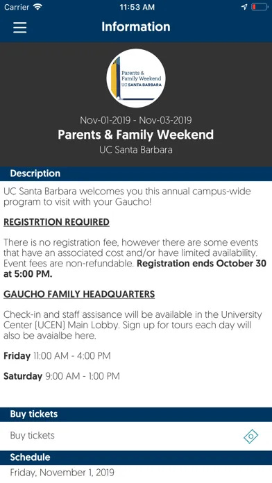 UC Santa Barbara Events স্ক্রিনশট