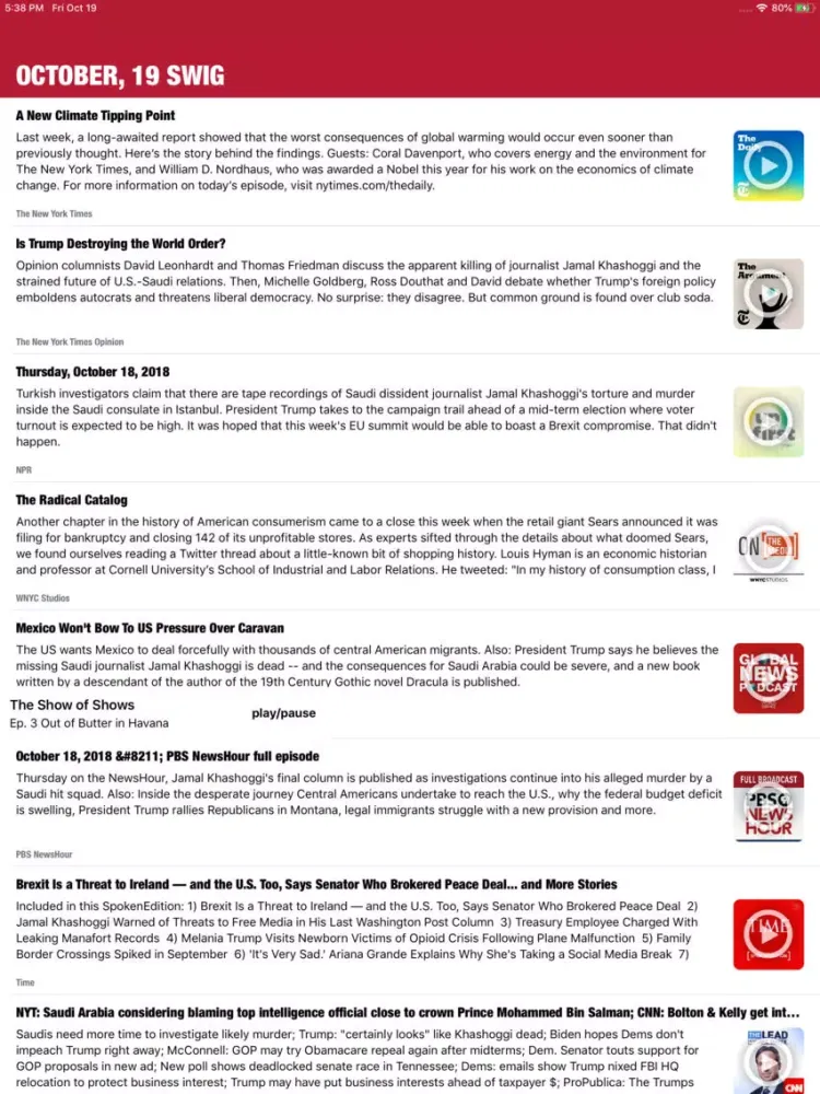 تصاویر Swig News: Daily News Podcasts iPad 