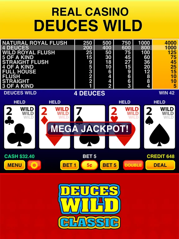 Deuces Wild Casino Video Poker iPad  Screenshots