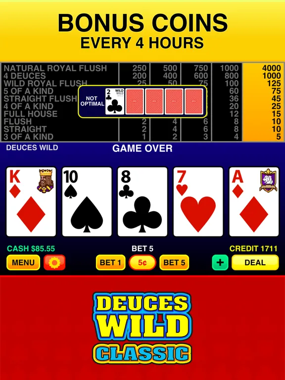 Deuces Wild Casino Video Poker iPad  Screenshots