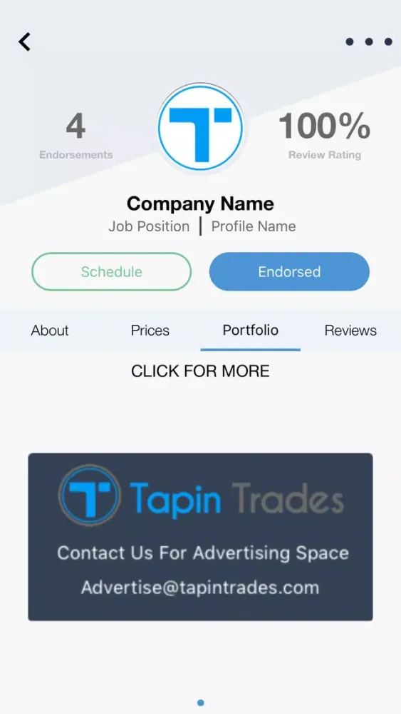 Zrzuty ekranu Tapin Trades, Promote Yourself