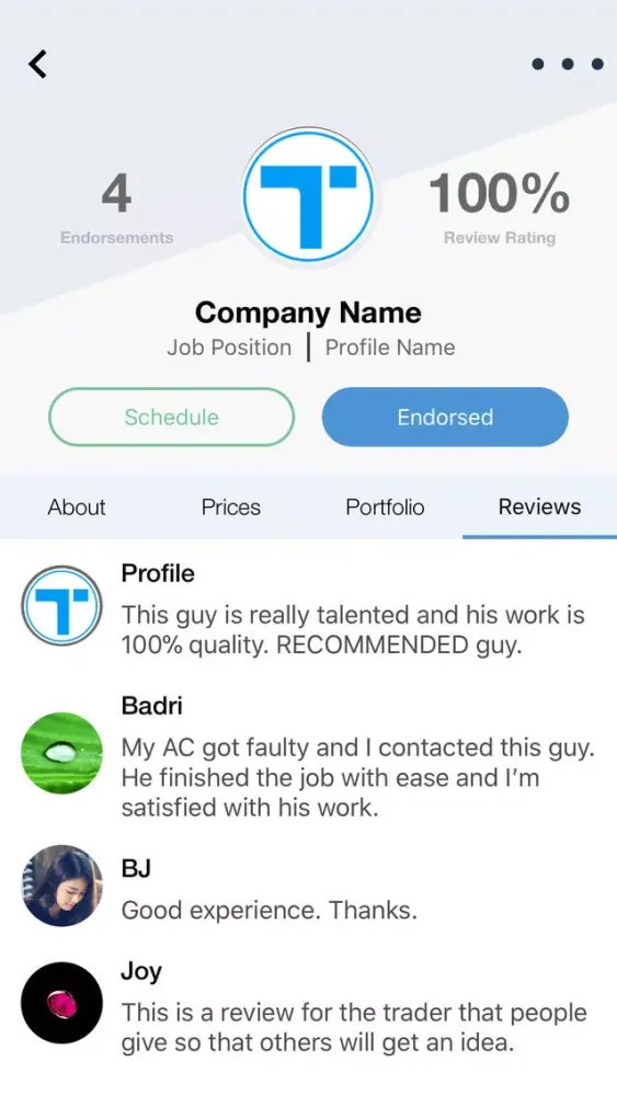 Zrzuty ekranu Tapin Trades, Promote Yourself
