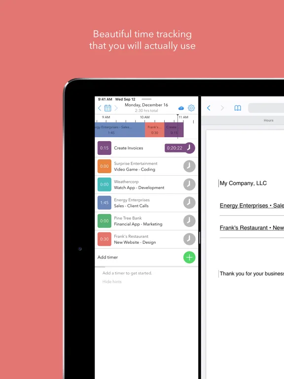 Ảnh chụp màn hình của Hours Time Tracking iPad 