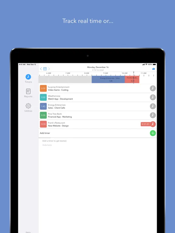 Ảnh chụp màn hình của Hours Time Tracking iPad 