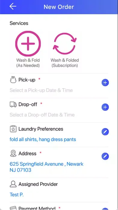 Capturas de tela do Lotus Laundry Service
