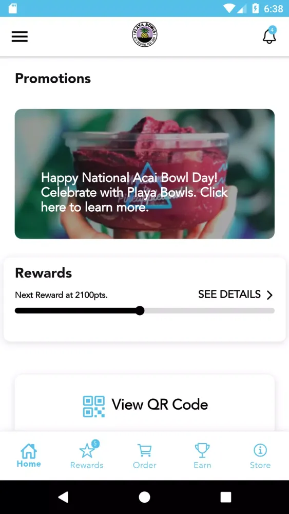 ภาพหน้าจอของ Playa Bowls Rewards