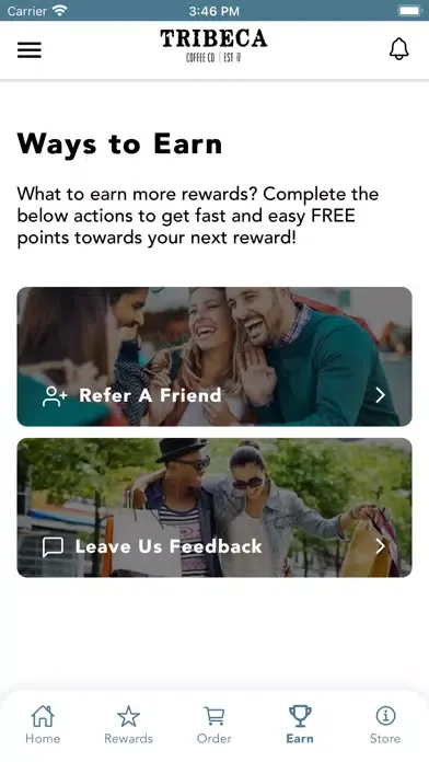 Tangkapan skrin Tribeca Coffee Rewards