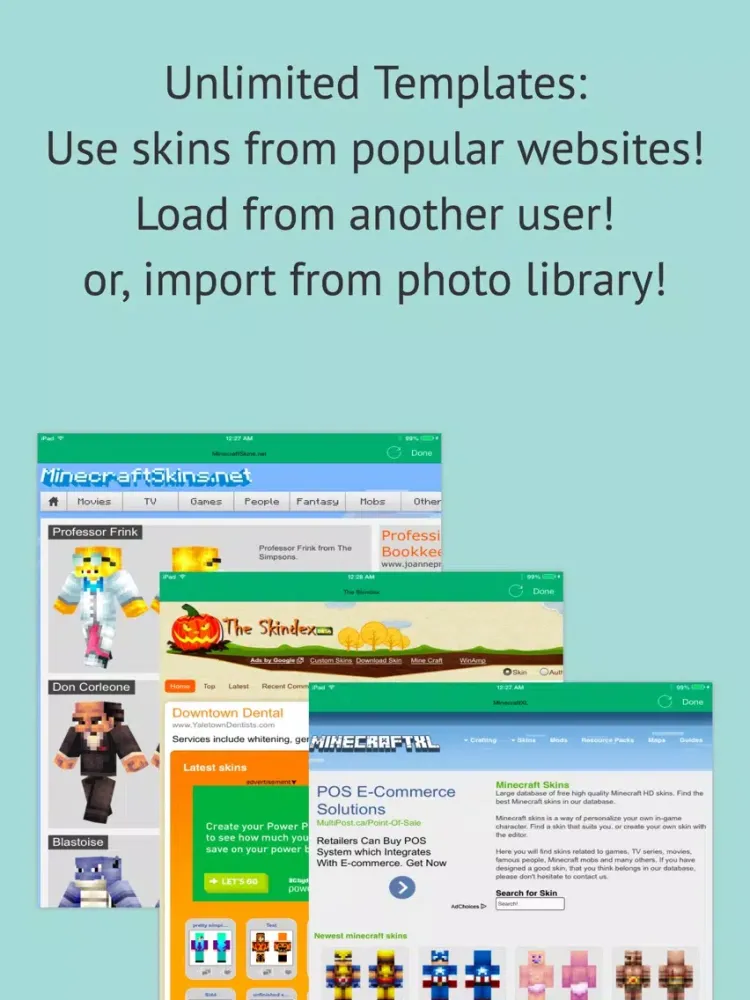 Skin Editor: Minecraft Creator Edition iPad  Screenshots
