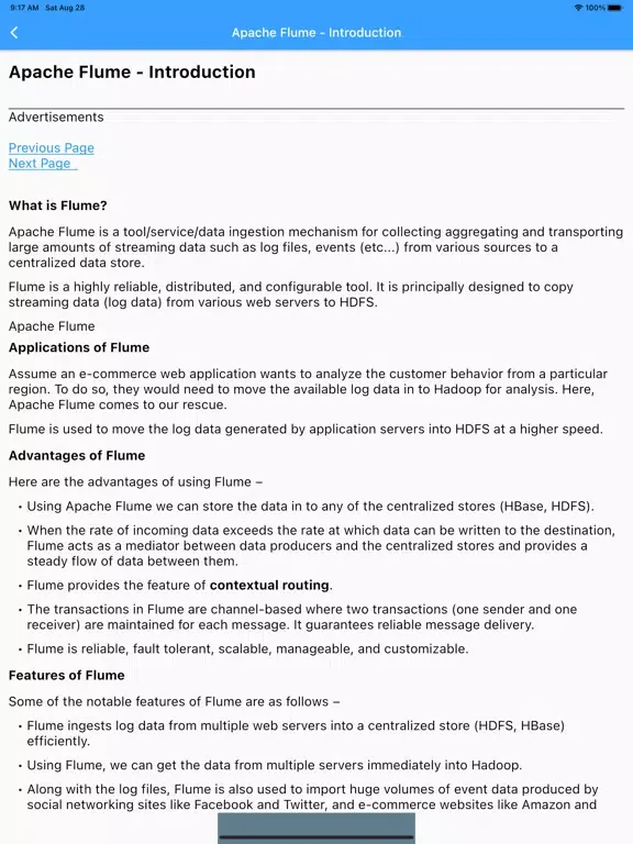 Capturas de pantalla de Apache Flume Tutorial iPad 