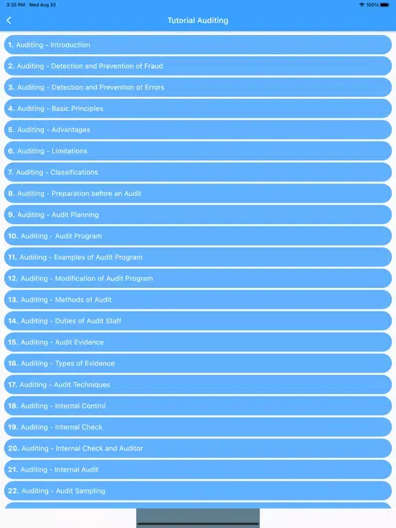 Tangkapan layar Auditing Tutorial iPad 