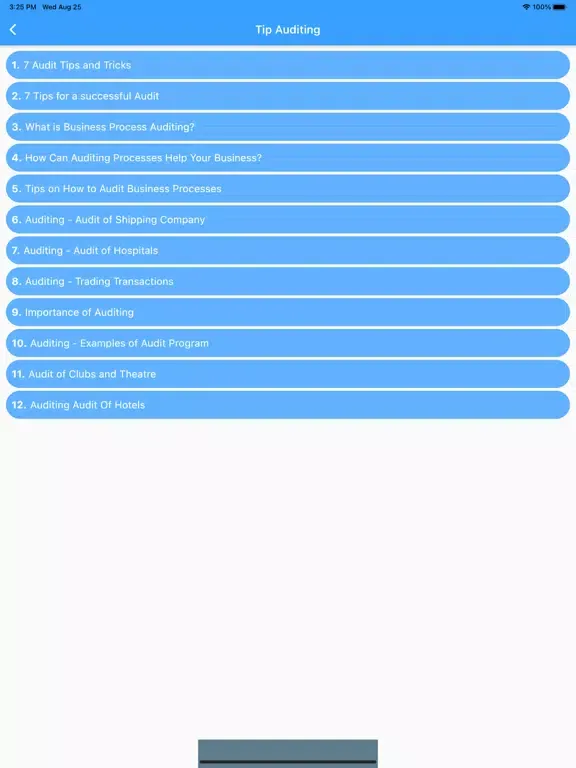 Tangkapan layar Auditing Tutorial iPad 