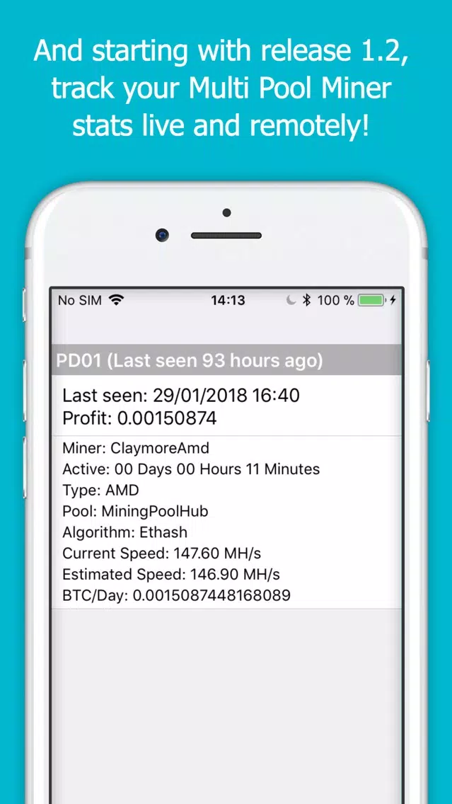 Mining Pool Hub Monitor स्क्रीनशॉट
