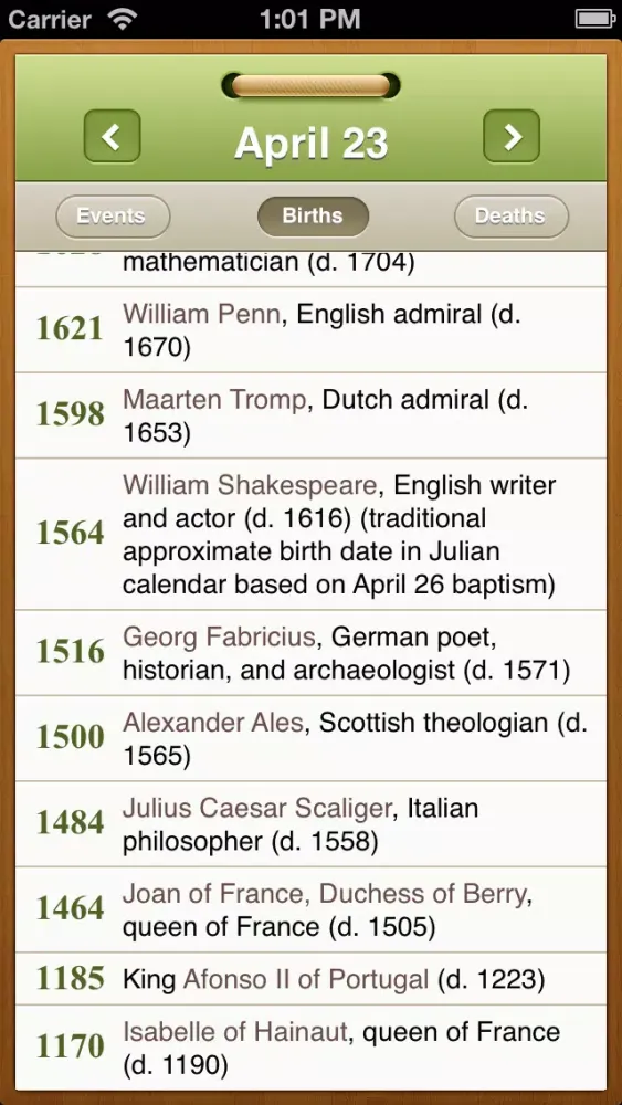 What happened on this day? Historical events and famous birthdays calendar 스크린샷