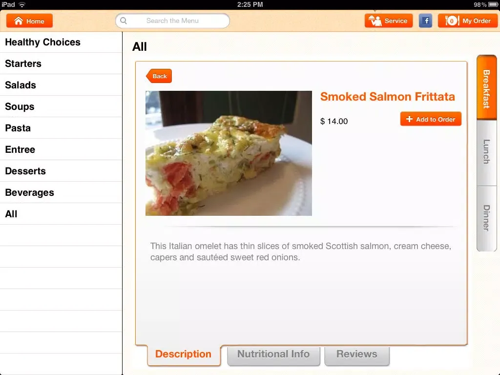 ภาพหน้าจอของ TapTapOrder iPad 