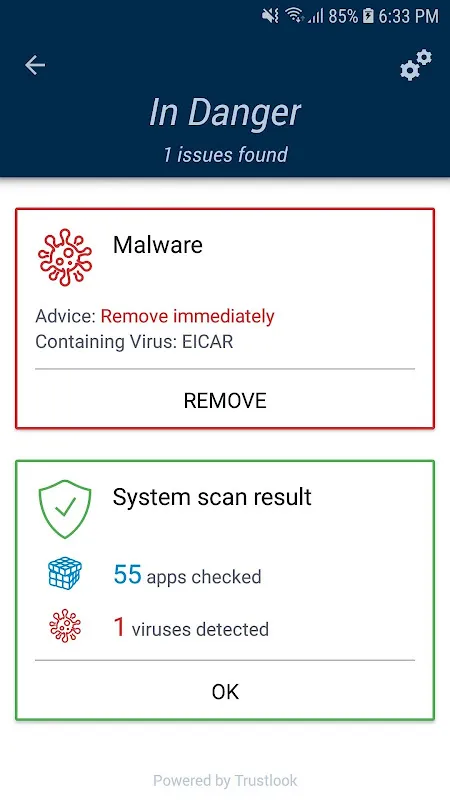 ภาพหน้าจอของ Antivirus Mobile