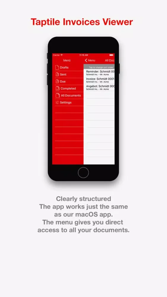 Taptile Invoices Viewer Screenshots