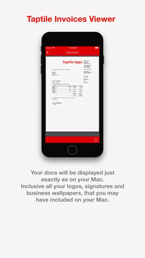 Taptile Invoices Viewer Screenshots