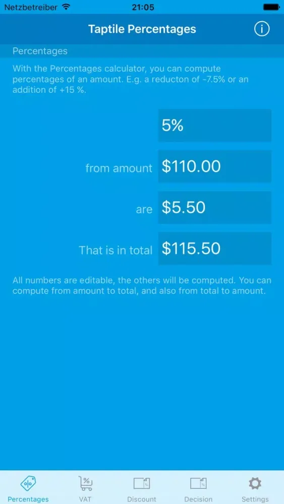 Captures d'écran de Taptile Percentages