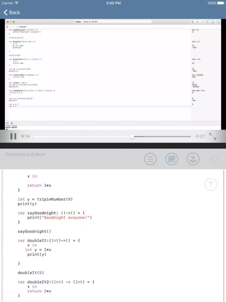 Tutorial for Swift iOS Programming Language v3 iPad  Screenshots